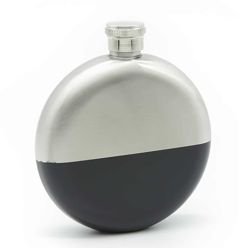 Duo Tone 5oz Silver & Black Hip Flask | Groomsman Gift