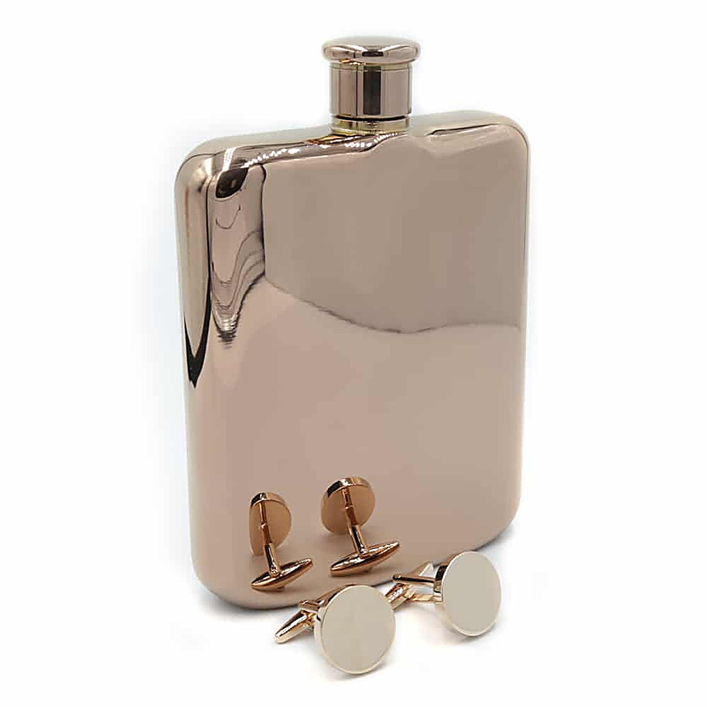 Rose Gold 6oz Hip Flask & Cufflink Set | Groomsman Gift Set