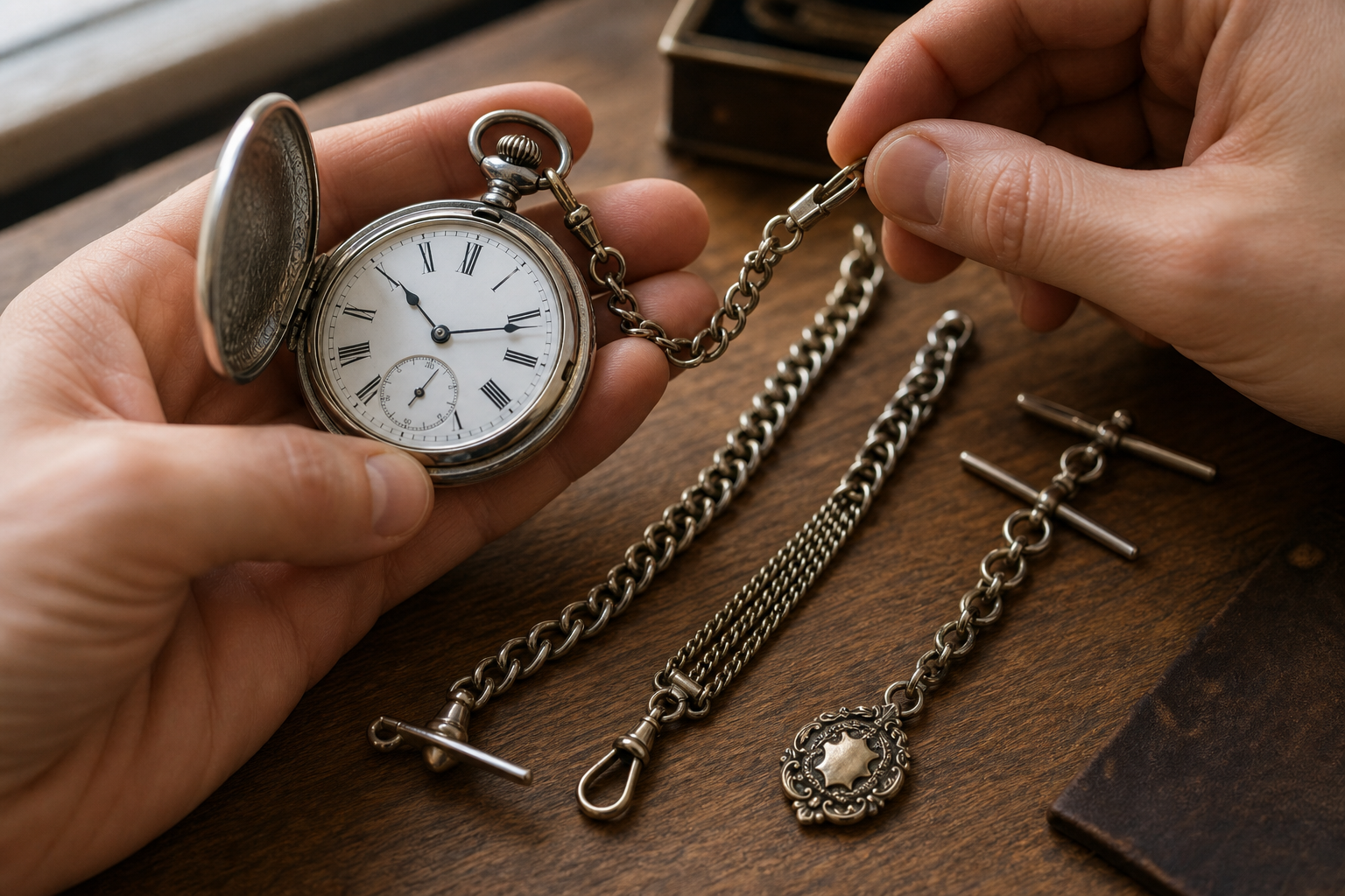 Attaching a pocket watch chain to a waistcoat buttonhole