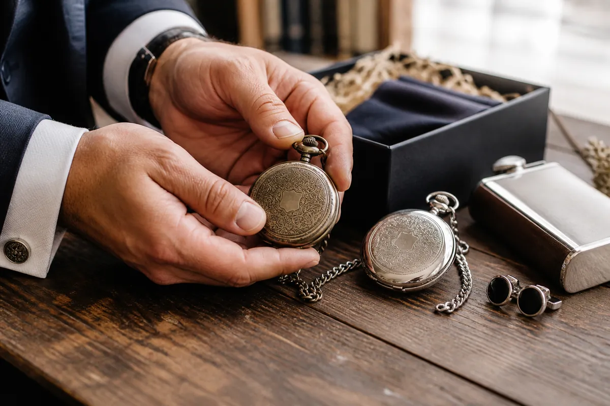 Choosing a groomsmen gift from a boxed selection