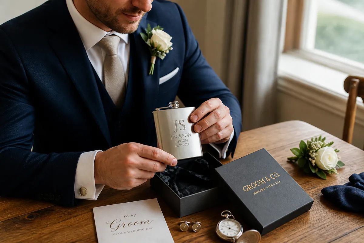 Choosing a groomsmen gift from a boxed selection