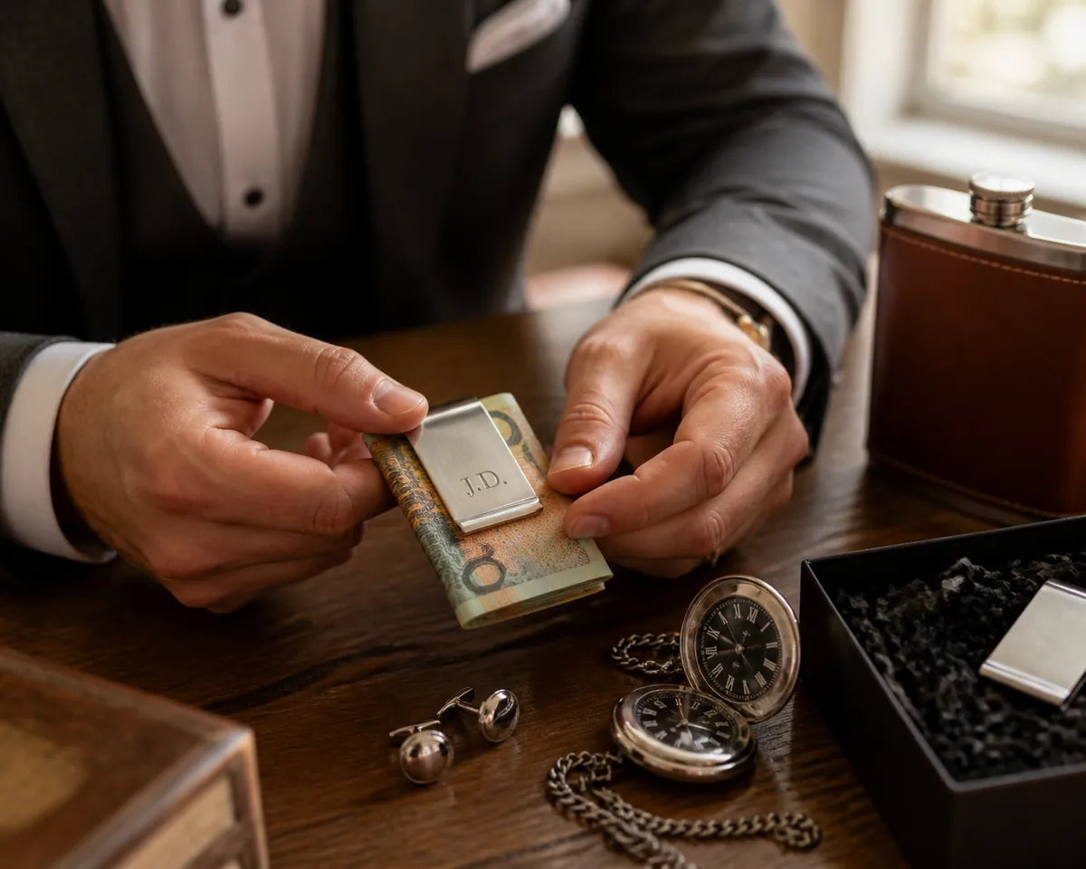 Choosing a groomsmen gift from a boxed selection